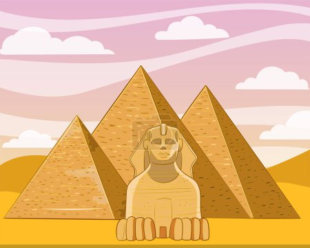 Téléchargez les illustrations : Pyramides égyptiennes et vecteur sphinx - en licence libre de droit