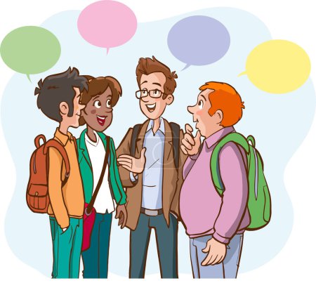 Illustration for Set of multiethnic people talking or speaking - Royalty Free Image