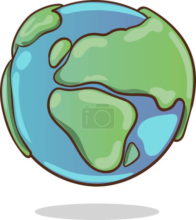 Téléchargez les illustrations : Cartoon planète Terre vecteur icône sur fond blanc. Jour de la Terre ou concept de conservation de l'environnement. Enregistrer le concept de planète verte - en licence libre de droit
