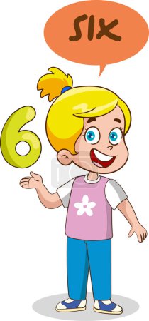 Ilustración de Enseñanza de números a los niños seis - Imagen libre de derechos