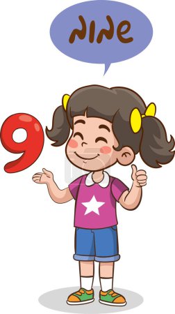 Illustration for Teaching numbers to children nine - Royalty Free Image