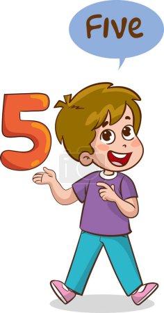 Ilustración de Enseñanza de números a los niños cinco - Imagen libre de derechos