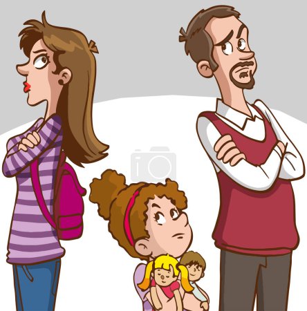 Téléchargez les illustrations : Illustration vectorielle d'une famille qui se dispute avec son enfant. - en licence libre de droit