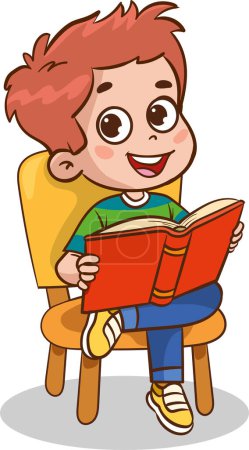 Illustration for Children reading book. kids studying with a book. Vector illustration - Royalty Free Image