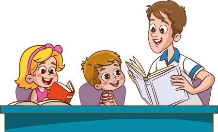 Illustration for Kids in school classroom illustration - Royalty Free Image