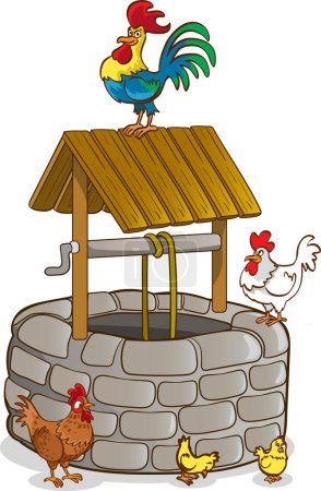 Ilustración de Cartoon illustration of chicken and bird - Imagen libre de derechos