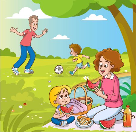 Téléchargez les illustrations : Famille jouer avec la balle - en licence libre de droit