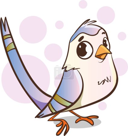 Ilustración de Dibujos animados divertido pájaro volando aislado sobre fondo blanco - Imagen libre de derechos