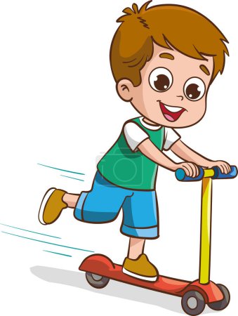 Illustration for Cute child riding a scooter vector illustration - Royalty Free Image