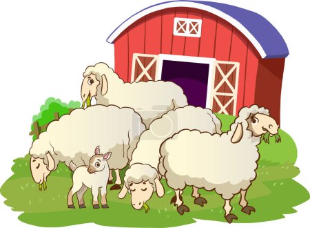Téléchargez les illustrations : Illustration vectorielle d'animaux de ferme heureux. - en licence libre de droit