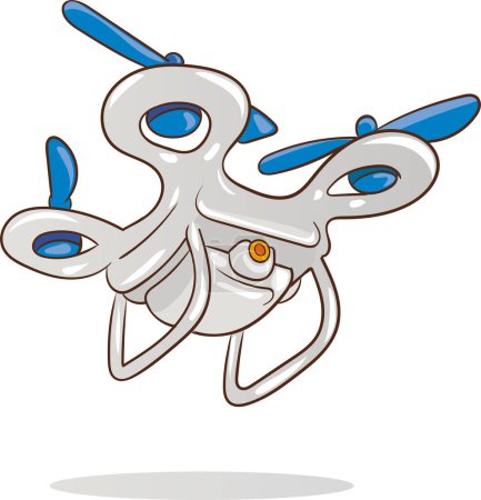 Téléchargez les illustrations : Illustrations vectorielles de drone mignon dessin animé - en licence libre de droit