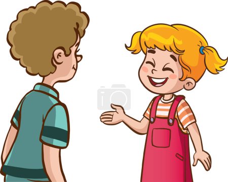 Illustration for Two cute kids talking cartoon vector - Royalty Free Image