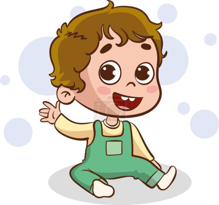 Téléchargez les illustrations : Illustration vectorielle bébé heureux mignon - en licence libre de droit