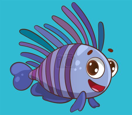 Illustration for Cute Fish Cartoon Vector Icon Illustration. Sea Animal Icon Concept Isolated Premium Vector. Flat Cartoon Style - Royalty Free Image