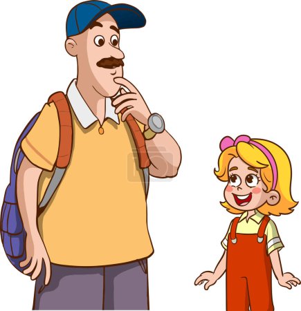 Illustration for Vector illustration of kids and father chatting - Royalty Free Image
