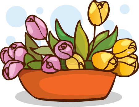 Téléchargez les illustrations : Illustration vectorielle de fleur en pot - en licence libre de droit