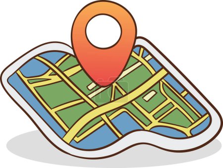 Illustration for Vector map icon with Pin Pointer - Royalty Free Image