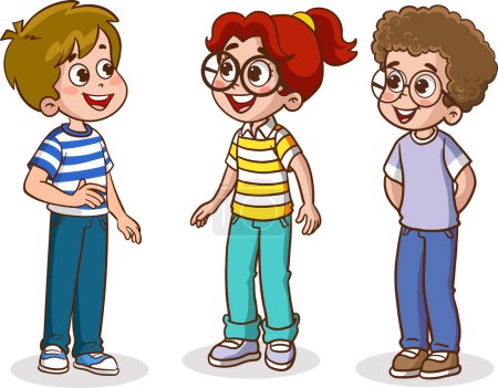 Téléchargez les illustrations : Groupe d'enfants bavarder illustration vectorielle - en licence libre de droit