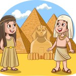 Vector illustration of ancient egyptian boy and girl