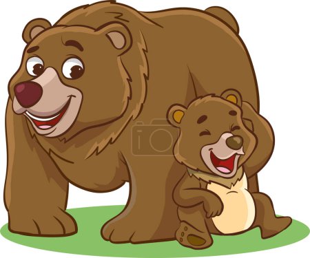 Téléchargez les illustrations : Illustration vectorielle de la mère ours et du bébé ours - en licence libre de droit