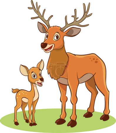 Ilustración de Ilustración vectorial de ciervos de corzo madre y ciervos de corzo bebé - Imagen libre de derechos