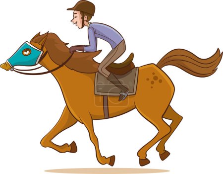 Illustration for Illustration of a man riding a horse on a white background. - Royalty Free Image
