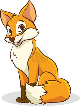Illustration for Cute cartoon fox sitting on a white background. Vector illustration. - Royalty Free Image