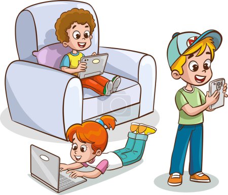 Téléchargez les illustrations : Illustration vectorielle de la technologie pour enfants - en licence libre de droit