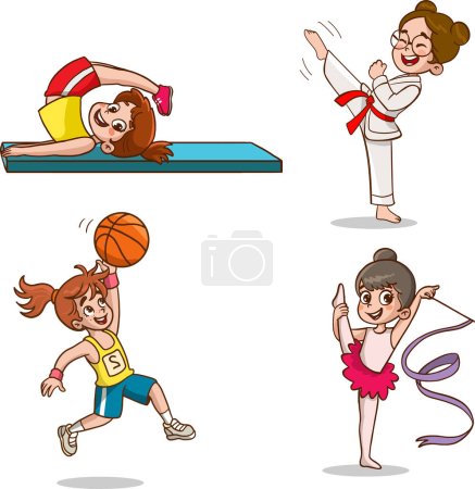 Illustration for Vector illustration of children playing various sports. - Royalty Free Image