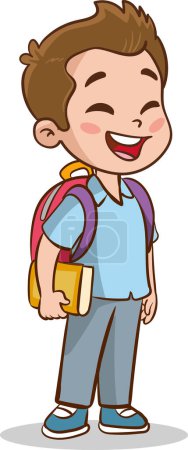 Illustration for Vector illustration of cute little children goes to school - Royalty Free Image