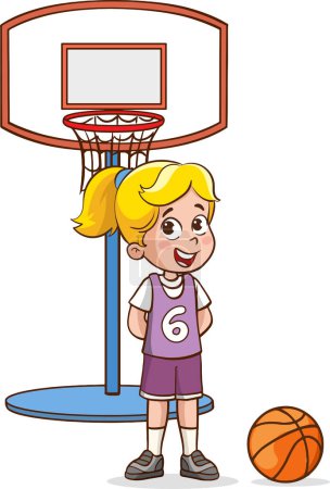 Illustration for Vector illustration of cute kids basketball player - Royalty Free Image
