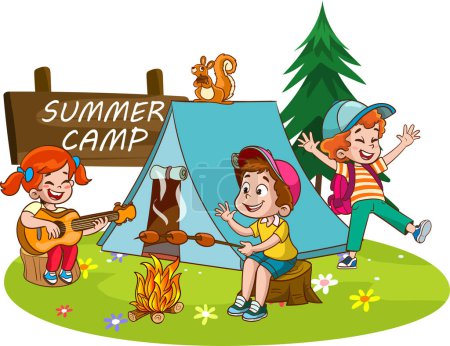 Illustration for Vector Illustration Of Kids Summer Camp - Royalty Free Image