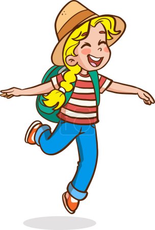 Illustration for Cute little kid show happy and friendly pose expression.happy children student. - Royalty Free Image