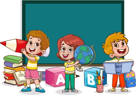 Illustration for Vector illustration of Education Concept With Funny School Child - Royalty Free Image