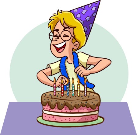 Ilustración de Vector ilustración de lindos niños pequeños celebrando cumpleaños - Imagen libre de derechos