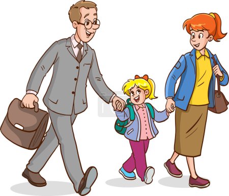Ilustración de Ilustración vectorial de la familia caminando - Imagen libre de derechos