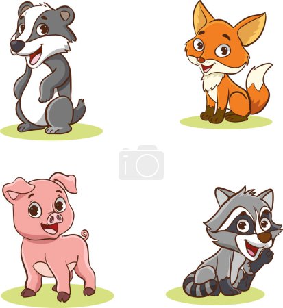 Illustration for Vector illustration of baby animals - Royalty Free Image