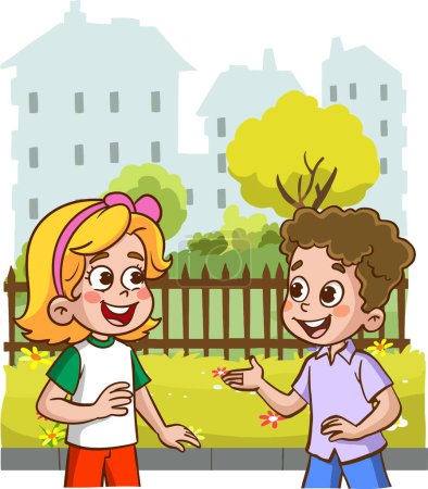 Ilustración de Vector ilustración de lindos niños charlando - Imagen libre de derechos