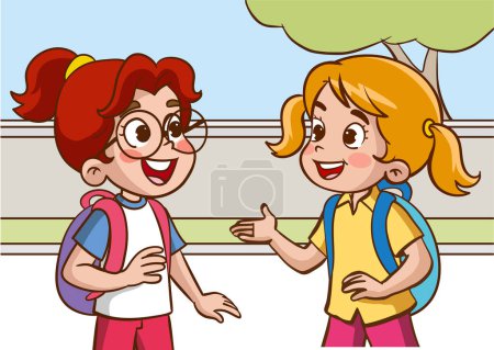 Illustration for Vector illustration of cute kids chatting - Royalty Free Image