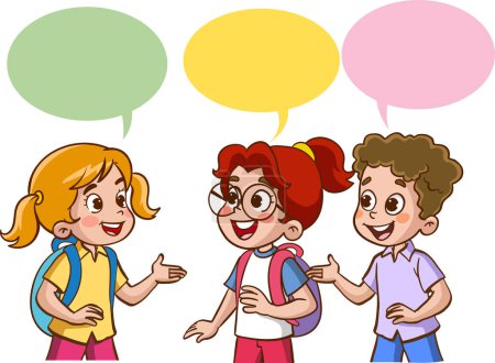 Ilustración de Vector ilustración de lindos niños charlando - Imagen libre de derechos