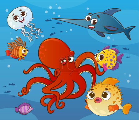 Ilustración de Ilustración vectorial de peces submarinos - Imagen libre de derechos