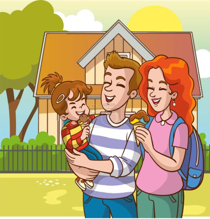 Ilustración de Ilustración vectorial de familia feliz - Imagen libre de derechos