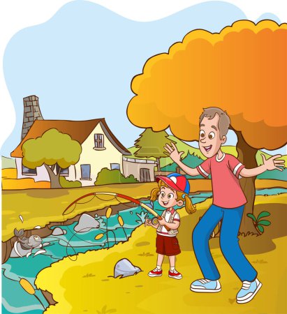 Téléchargez les illustrations : Illustration vectorielle de la famille de pêche - en licence libre de droit
