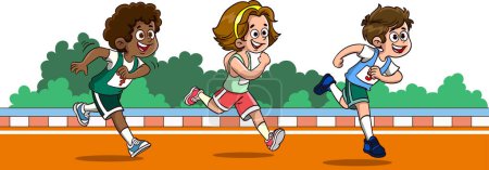 Illustration for Vector illustration of kids running race - Royalty Free Image