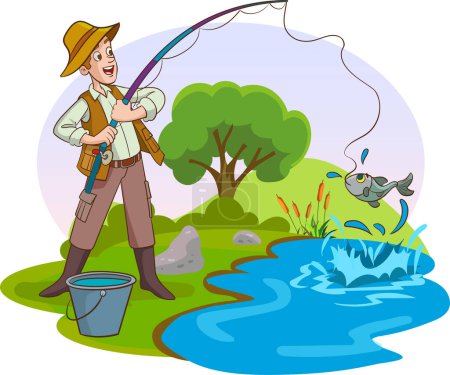 Ilustración de Ilustración vectorial de la pesca humana - Imagen libre de derechos