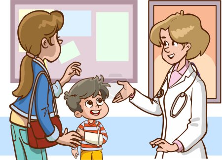Illustration for Illustration of a Little Boy Talking to a Female Doctor or Nurse - Royalty Free Image