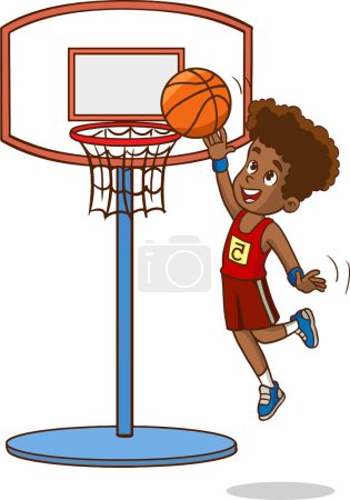 Illustration for Cartoon Illustration of Black Kids Playing Basketball or Basketball Sport Game - Royalty Free Image