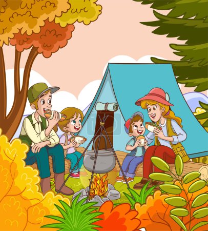Ilustración de Ilustración vectorial de camping familiar - Imagen libre de derechos