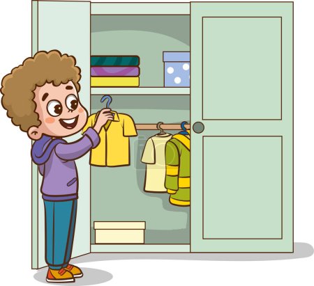 Illustration for Happy little children doing housework cleaning - Royalty Free Image