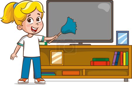 Illustration for Vector illustration Of Children Doing Various Houseworks. - Royalty Free Image